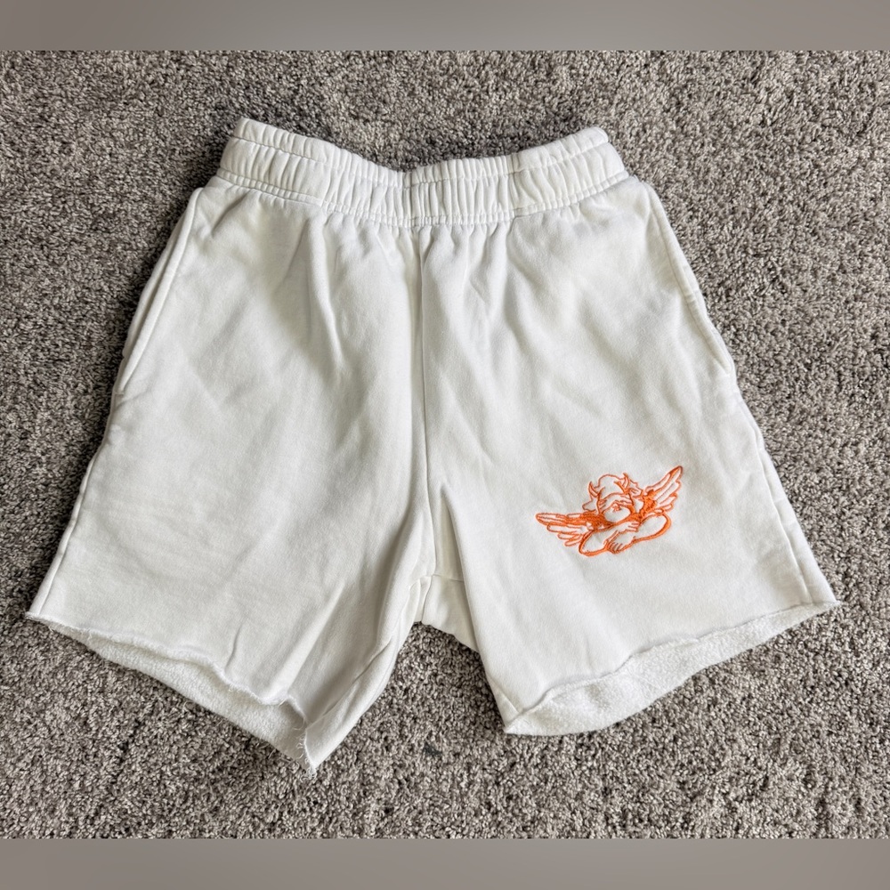 Boys Lie White Shorts with Orange Graphic